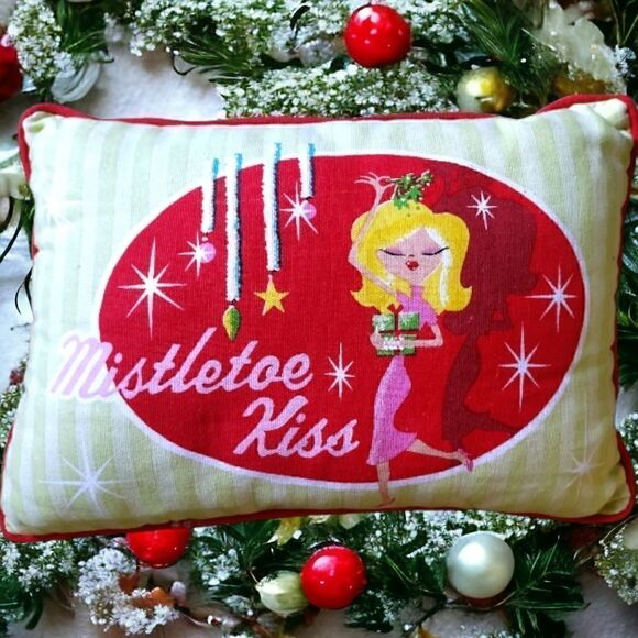2  RETRO PILLOWS 1950's Inspired  OBLONG Rectangle VINTAGE 18" X 1" - Picture 8 of 11